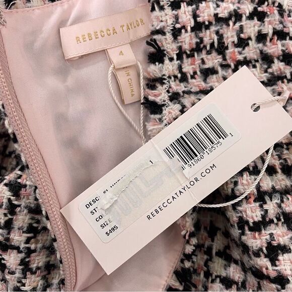 New Rebecca Taylor Pink and Black Tweed Sleeveless Dress - Picture 8 of 8